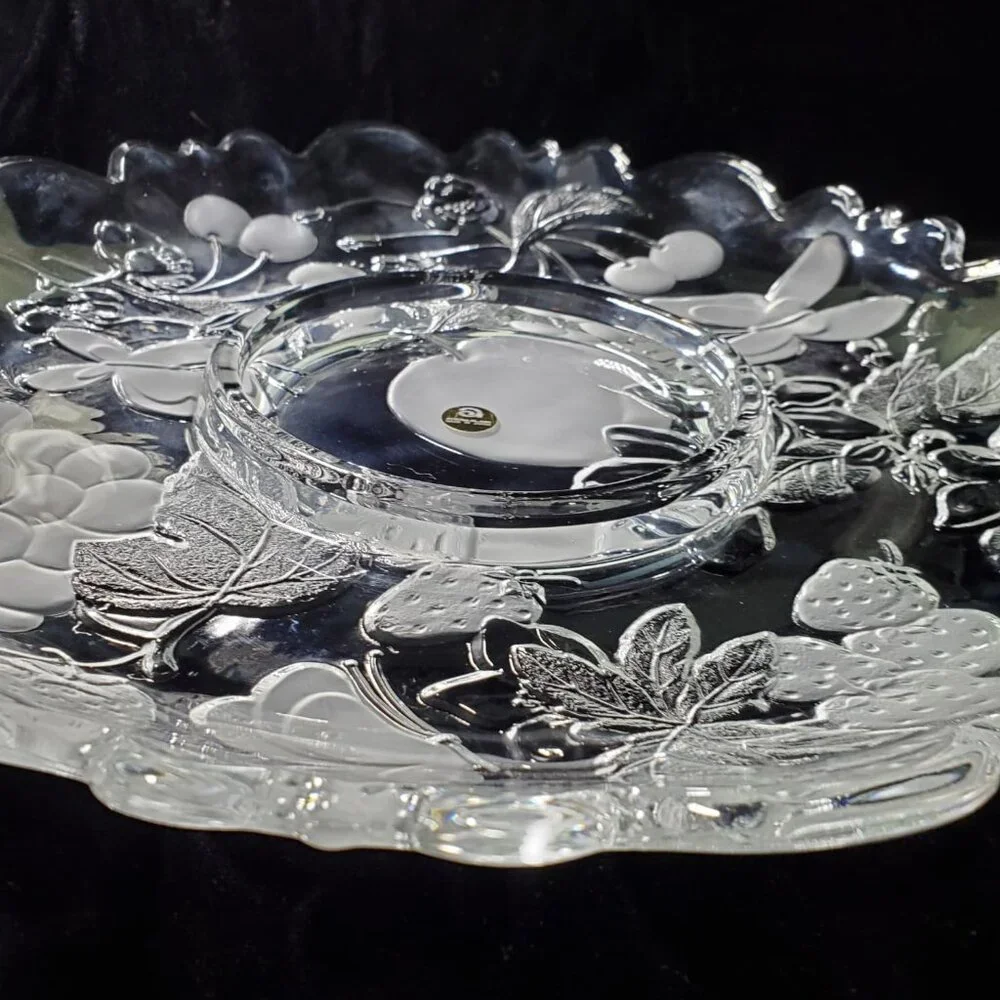 Heavy Japanese Aderia Glass Crystal Serving Plate - Picture 5 of 9